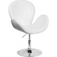 Flash Furniture CH-112420-WH-GG HERCULES Trestron Series White Leather Reception Chair with Adjustable Height Seat